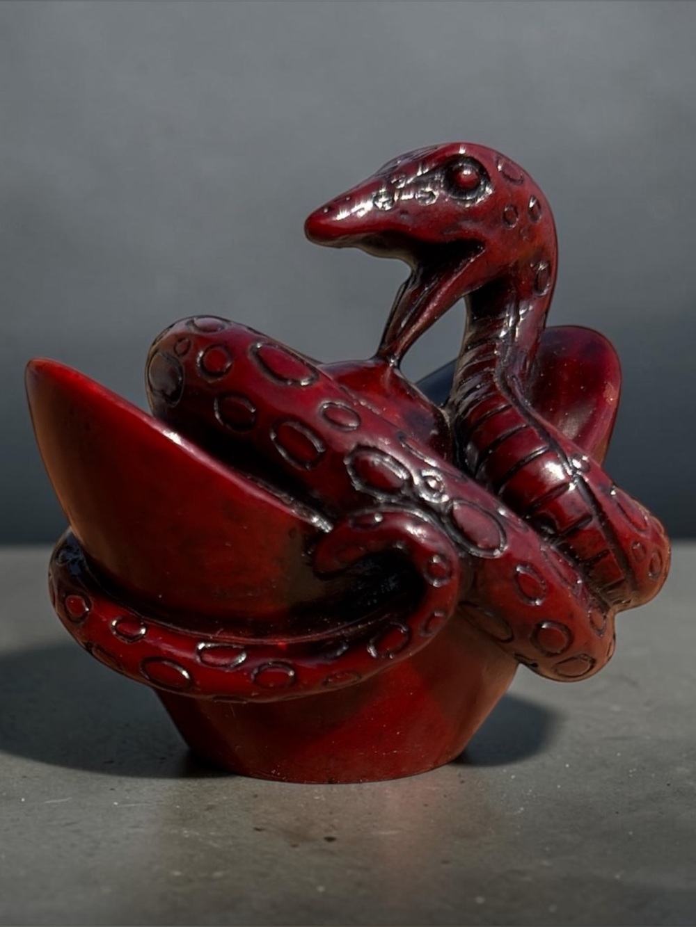 VINTAGE CHINESE ZODIAC YEAR OF THE SNAKE RESIN FIGURINE